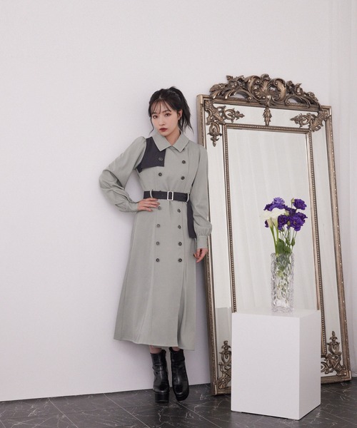 ANDGEEBEE（アンジービー）の「トレンチロングワンピ（ワンピース・レディース・ミント/アイボリー・MEDIUM）」の16枚目の写真