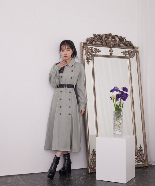 ANDGEEBEE（アンジービー）の「トレンチロングワンピ（ワンピース・レディース・ミント/アイボリー・MEDIUM）」の14枚目の写真