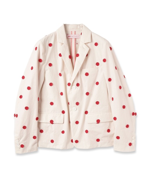 mintdesigns(ミントデザインズ)の「【2023春夏】DOT FLOWER JK/ ドットフラワージャケット(テーラードジャケット・レディース・ホワイト/レッド・2)」の2枚目の写真