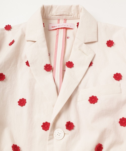 mintdesigns(ミントデザインズ)の「【2023春夏】DOT FLOWER JK/ ドットフラワージャケット(テーラードジャケット・レディース・ホワイト/レッド・2)」の15枚目の写真