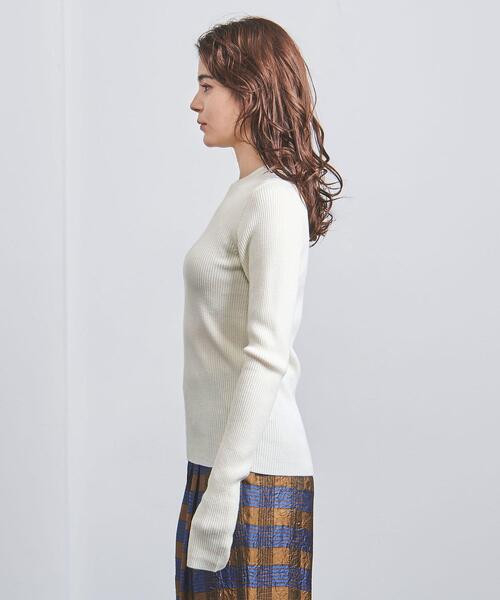 UNITED ARROWS(ユナイテッドアローズ)の「W リブ フィンガーホール ニット(ニット/セーター・レディース・オフホワイト/ブラック/モカ・FREE)」の7枚目の写真