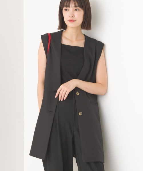 OMNES(オムネス)の「TRストレッチノーカラーベスト(ベスト・レディース・モカ/ブラック/グレー・SMALL/MEDIUM)」の2枚目の写真