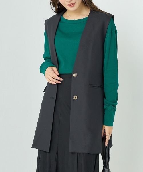OMNES(オムネス)の「TRストレッチノーカラーベスト(ベスト・レディース・モカ/ブラック/グレー・SMALL/MEDIUM)」の4枚目の写真