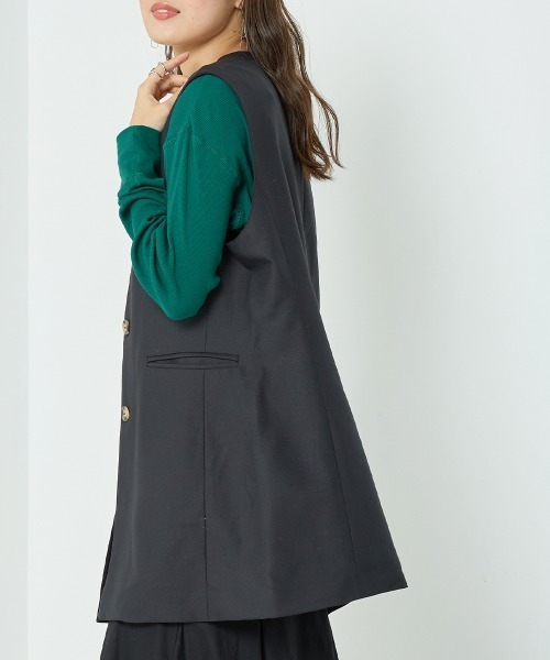 OMNES(オムネス)の「TRストレッチノーカラーベスト(ベスト・レディース・モカ/ブラック/グレー・SMALL/MEDIUM)」の7枚目の写真