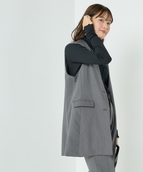 OMNES(オムネス)の「TRストレッチノーカラーベスト(ベスト・レディース・モカ/ブラック/グレー・SMALL/MEDIUM)」の11枚目の写真