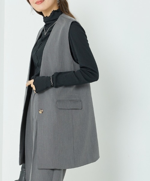 OMNES(オムネス)の「TRストレッチノーカラーベスト(ベスト・レディース・モカ/ブラック/グレー・SMALL/MEDIUM)」の12枚目の写真