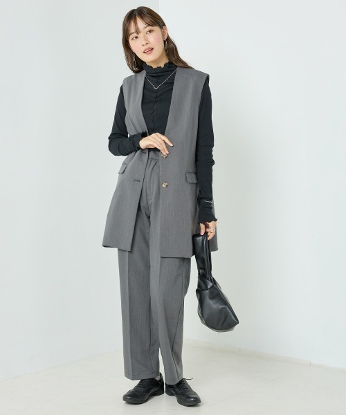 OMNES(オムネス)の「TRストレッチノーカラーベスト(ベスト・レディース・モカ/ブラック/グレー・SMALL/MEDIUM)」の14枚目の写真