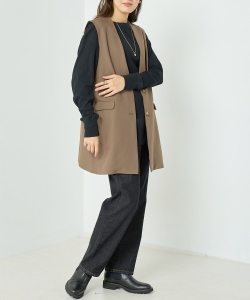 OMNES(オムネス)の「TRストレッチノーカラーベスト(ベスト・レディース・モカ/ブラック/グレー・SMALL/MEDIUM)」の15枚目の写真