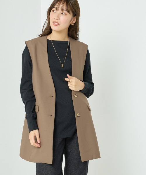OMNES(オムネス)の「TRストレッチノーカラーベスト(ベスト・レディース・モカ/ブラック/グレー・SMALL/MEDIUM)」の16枚目の写真