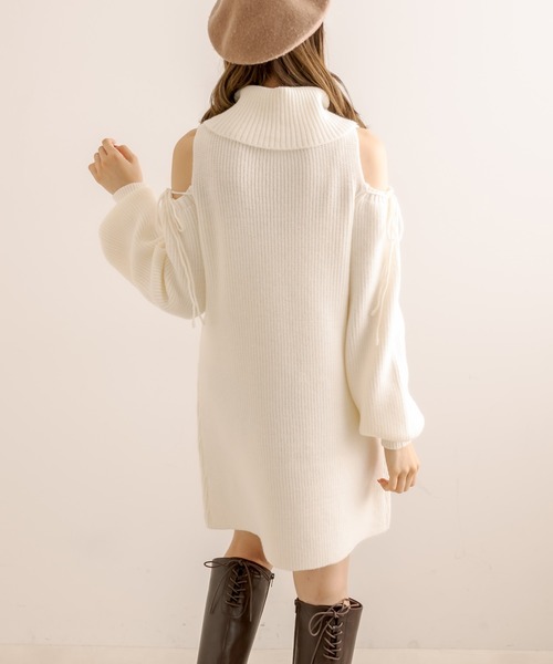 OLIVE des OLIVE（オリーブデオリーブ）の「肩あきリボンニットミニワンピース（ワンピース・レディース・ミント/ブラック/オフホワイト・FREE）」の12枚目の写真