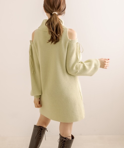 OLIVE des OLIVE（オリーブデオリーブ）の「肩あきリボンニットミニワンピース（ワンピース・レディース・ミント/ブラック/オフホワイト・FREE）」の19枚目の写真