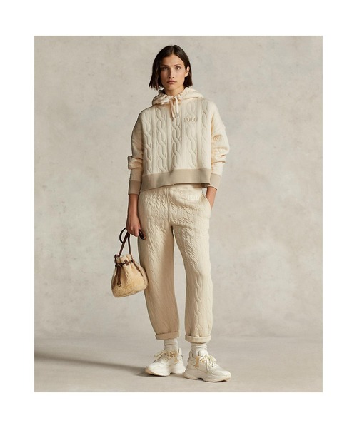 ロゴ ボクシー ケーブルキルテッド フーディ