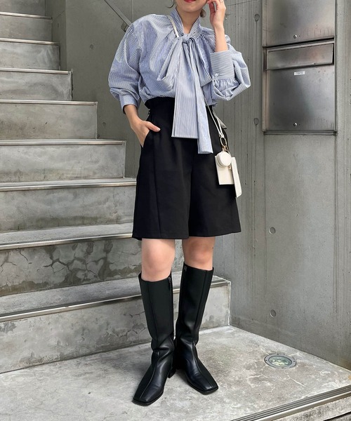 CAPRICIEUX LE'MAGE（カプリシューレマージュ）の「2WAYリボンシャツ（シャツ/ブラウス・レディース・ブルー/ネイビー/ホワイト・FREE）」の10枚目の写真