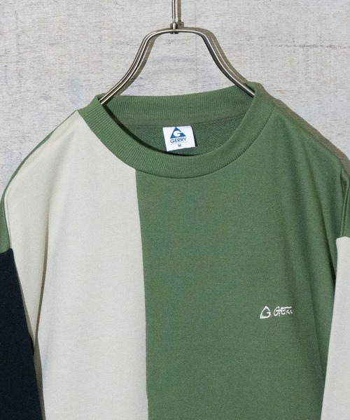 GERRY(ジェリー)の「【ag】〔GERRY/ジェリー〕裏毛 ブロック切り替え ロゴ刺繍 クルーネックスウェット(スウェット・メンズ・ベージュ/カーキ・MEDIUM/LARGE/X-LARGE)」の16枚目の写真