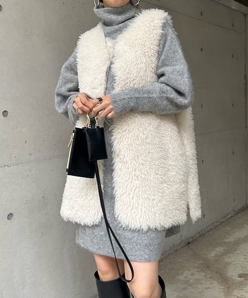 DouDou（ドゥドゥ）の「アンゴラチュニックワンピース（ニット/セーター・レディース・グレー/ブラック・FREE）」の11枚目の写真