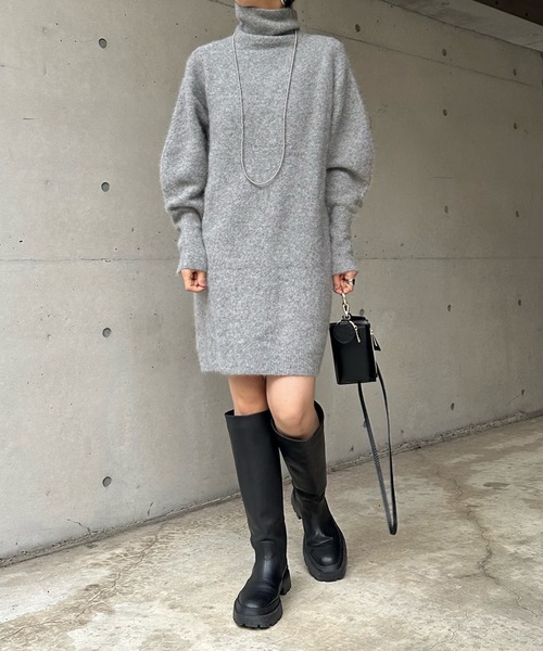 DouDou（ドゥドゥ）の「アンゴラチュニックワンピース（ニット/セーター・レディース・グレー/ブラック・FREE）」の12枚目の写真