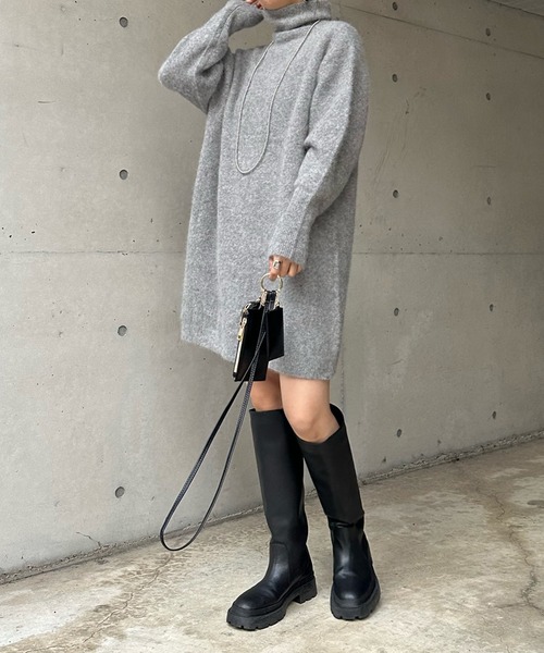 DouDou（ドゥドゥ）の「アンゴラチュニックワンピース（ニット/セーター・レディース・グレー/ブラック・FREE）」の13枚目の写真