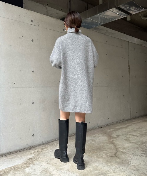 DouDou（ドゥドゥ）の「アンゴラチュニックワンピース（ニット/セーター・レディース・グレー/ブラック・FREE）」の14枚目の写真