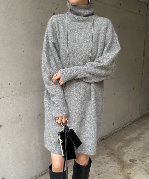 DouDou（ドゥドゥ）の「アンゴラチュニックワンピース（ニット/セーター・レディース・グレー/ブラック・FREE）」の15枚目の写真
