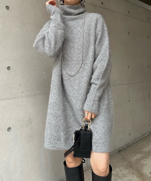 DouDou（ドゥドゥ）の「アンゴラチュニックワンピース（ニット/セーター・レディース・グレー/ブラック・FREE）」の16枚目の写真