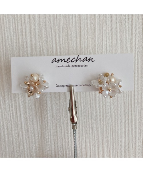tone(トーン)の「【amechan】フラワーブーケ(ピアス)(MA)(ピアス(両耳用)・レディース・ホワイト/ブラウン・FREE)」の8枚目の写真