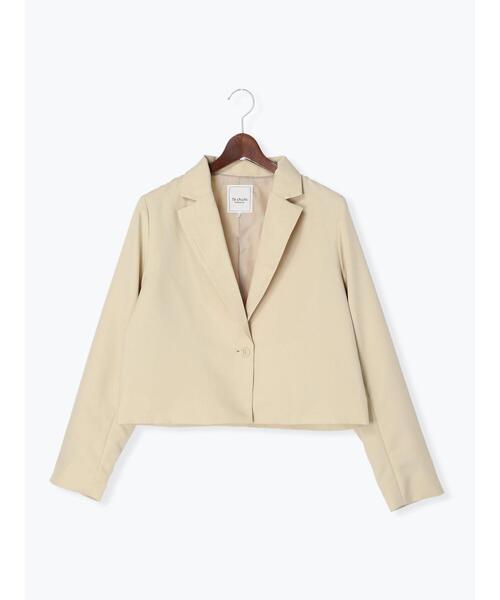 Te chichi TERRASSE(テチチテラス)の「ショートテーラードジャケット(セットアップ可)(ノーカラージャケット・レディース・ブルー/ベージュ/ネイビー・フリ-)」の18枚目の写真