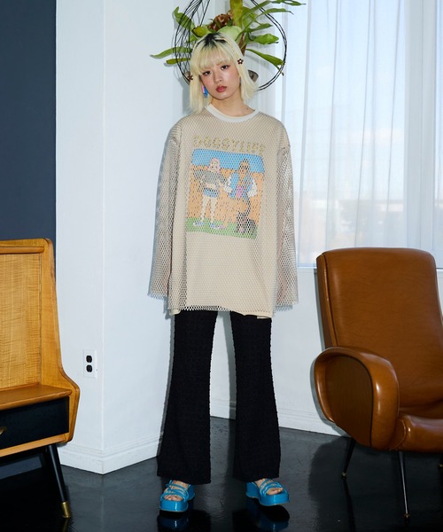 PUNYUS（プニュズ）の「メッシュトップス（Tシャツ/カットソー・レディース・ホワイト/ブラック/ライム/ベージュ/ライトイエロー・2/3/1/4）」の16枚目の写真