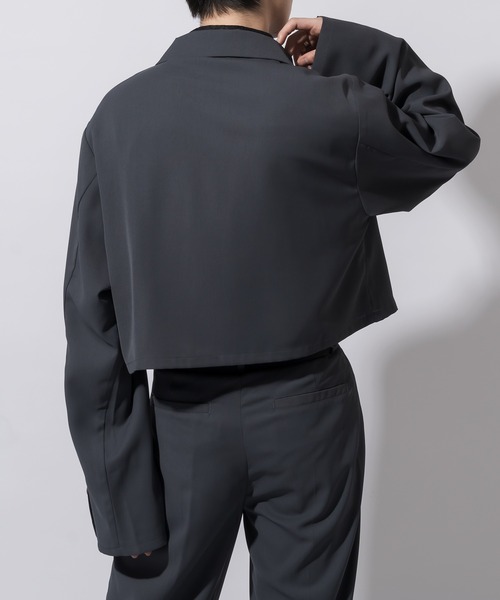 Adoon plain（アドーンプレーン）の「【Adoon plain】ショートテーラードジャケット(セットアップ対応)（テーラードジャケット・メンズ・ブラック/ブルーグレー・MEDIUM/LARGE）」の18枚目の写真