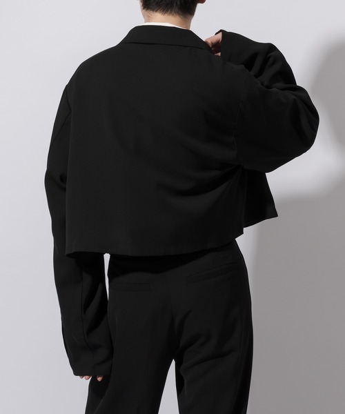 Adoon plain（アドーンプレーン）の「【Adoon plain】ショートテーラードジャケット(セットアップ対応)（テーラードジャケット・メンズ・ブラック/ブルーグレー・MEDIUM/LARGE）」の5枚目の写真