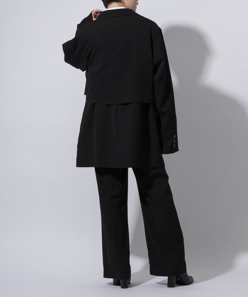 Adoon plain（アドーンプレーン）の「【Adoon plain】ショートテーラードジャケット(セットアップ対応)（テーラードジャケット・メンズ・ブラック/ブルーグレー・MEDIUM/LARGE）」の13枚目の写真