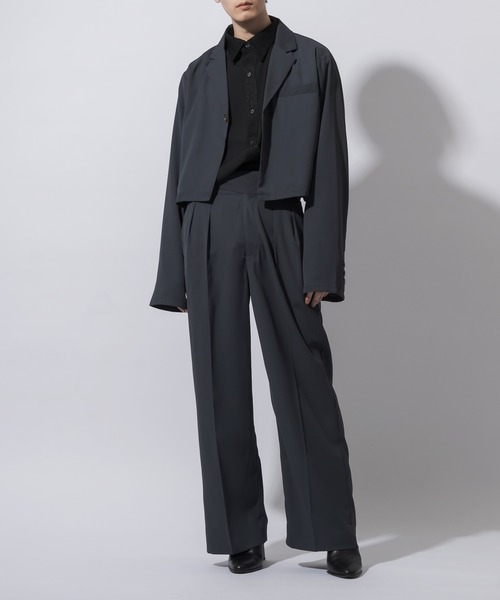 Adoon plain（アドーンプレーン）の「【Adoon plain】ショートテーラードジャケット(セットアップ対応)（テーラードジャケット・メンズ・ブラック/ブルーグレー・MEDIUM/LARGE）」の20枚目の写真