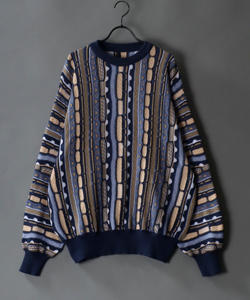 SITRY（シトリー）の「3D Crew neck sweater/3D クルーネック ニット（ニット/セーター・メンズ・ネイビー/ベージュ/ブラック/グリーン・M/L/XL）」の4枚目の写真