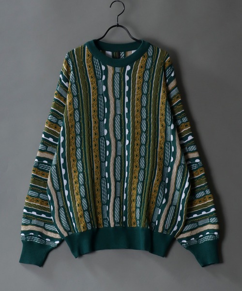 SITRY（シトリー）の「3D Crew neck sweater/3D クルーネック ニット（ニット/セーター・メンズ・ネイビー/ベージュ/ブラック/グリーン・M/L/XL）」の3枚目の写真