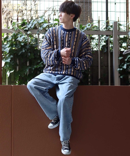 SITRY（シトリー）の「3D Crew neck sweater/3D クルーネック ニット（ニット/セーター・メンズ・ネイビー/ベージュ/ブラック/グリーン・M/L/XL）」の14枚目の写真