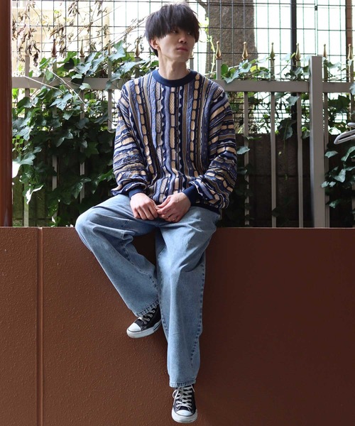 SITRY（シトリー）の「3D Crew neck sweater/3D クルーネック ニット（ニット/セーター・メンズ・ネイビー/ベージュ/ブラック/グリーン・M/L/XL）」の18枚目の写真