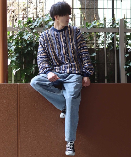 SITRY（シトリー）の「3D Crew neck sweater/3D クルーネック ニット（ニット/セーター・メンズ・ネイビー/ベージュ/ブラック/グリーン・M/L/XL）」の7枚目の写真