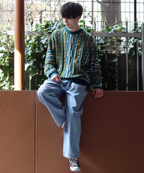 SITRY（シトリー）の「3D Crew neck sweater/3D クルーネック ニット（ニット/セーター・メンズ・ネイビー/ベージュ/ブラック/グリーン・M/L/XL）」の12枚目の写真