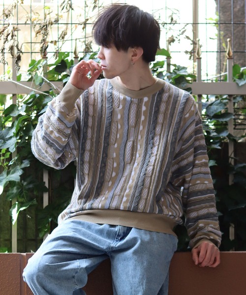 SITRY（シトリー）の「3D Crew neck sweater/3D クルーネック ニット（ニット/セーター・メンズ・ネイビー/ベージュ/ブラック/グリーン・M/L/XL）」の16枚目の写真