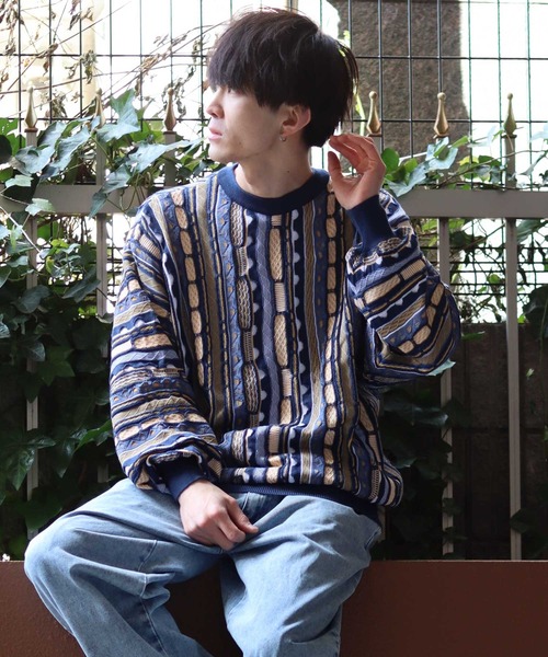 SITRY（シトリー）の「3D Crew neck sweater/3D クルーネック ニット（ニット/セーター・メンズ・ネイビー/ベージュ/ブラック/グリーン・M/L/XL）」の19枚目の写真