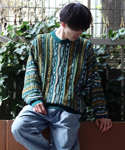 SITRY（シトリー）の「3D Crew neck sweater/3D クルーネック ニット（ニット/セーター・メンズ・ネイビー/ベージュ/ブラック/グリーン・M/L/XL）」の10枚目の写真