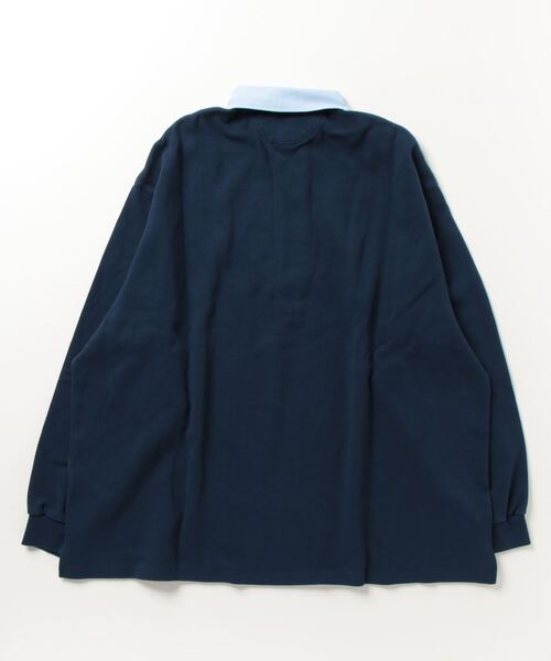 ANGLAN（アングラン）の「ANGLAN WIDE PK SWEAT SHIRT ワイドピーケイスウェットシャツ（ポロシャツ・メンズ・ネイビー・FREE）」の2枚目の写真