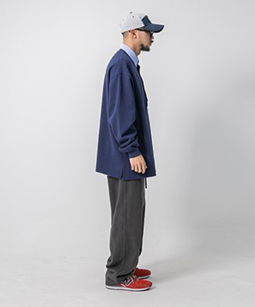 ANGLAN（アングラン）の「ANGLAN WIDE PK SWEAT SHIRT ワイドピーケイスウェットシャツ（ポロシャツ・メンズ・ネイビー・FREE）」の13枚目の写真