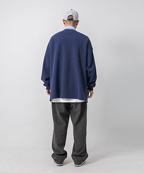 ANGLAN（アングラン）の「ANGLAN WIDE PK SWEAT SHIRT ワイドピーケイスウェットシャツ（ポロシャツ・メンズ・ネイビー・FREE）」の14枚目の写真