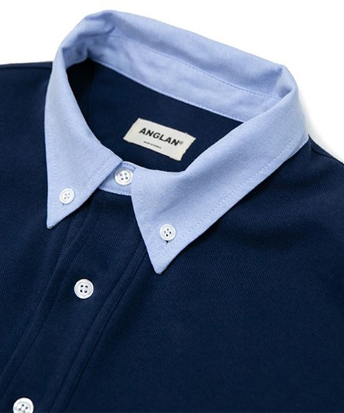 ANGLAN（アングラン）の「ANGLAN WIDE PK SWEAT SHIRT ワイドピーケイスウェットシャツ（ポロシャツ・メンズ・ネイビー・FREE）」の6枚目の写真