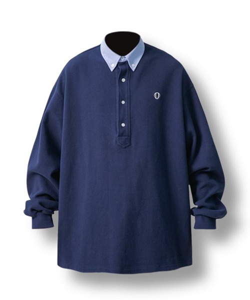 ANGLAN（アングラン）の「ANGLAN WIDE PK SWEAT SHIRT ワイドピーケイスウェットシャツ（ポロシャツ・メンズ・ネイビー・FREE）」の16枚目の写真