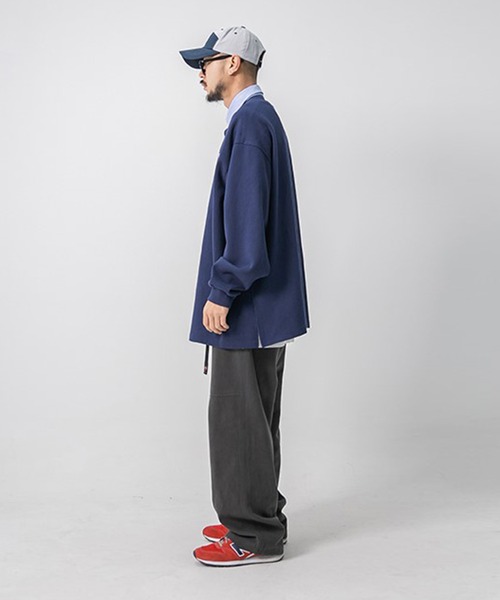 ANGLAN（アングラン）の「ANGLAN WIDE PK SWEAT SHIRT ワイドピーケイスウェットシャツ（ポロシャツ・メンズ・ネイビー・FREE）」の15枚目の写真