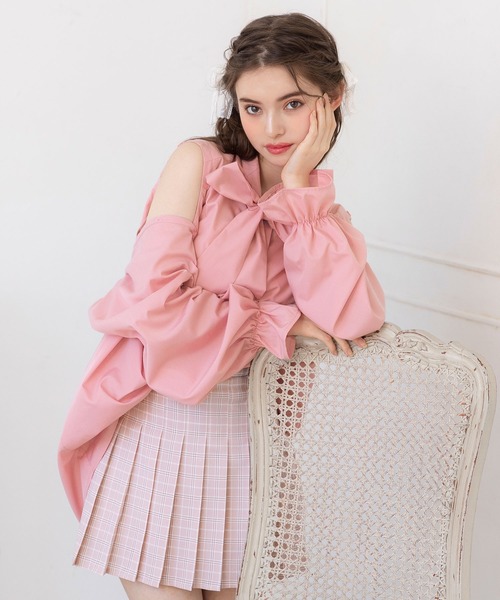 DearMyLoveRose(ディアマイラブローズ)の「マルチwayボウタイリボンシャツワンピース(シャツワンピース・レディース・ベビーピンク/ブラック/サックスブルー/ホワイト/ブルー・LL~3L/M-L)」の22枚目の写真
