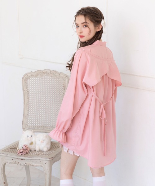 DearMyLoveRose(ディアマイラブローズ)の「マルチwayボウタイリボンシャツワンピース(シャツワンピース・レディース・ベビーピンク/ブラック/サックスブルー/ホワイト/ブルー・LL~3L/M-L)」の12枚目の写真
