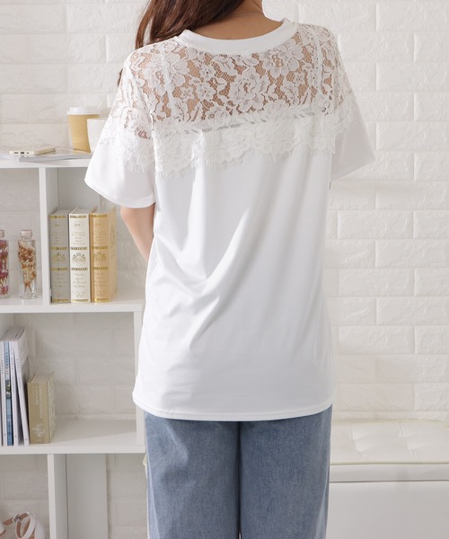 Lace Ladies(レースレディース)の「レース切替半袖Tシャツ(Tシャツ/カットソー・レディース・ホワイト/ブラック・XL/M)」の13枚目の写真