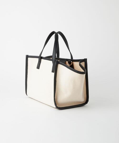 green label relaxing（グリーンレーベルリラクシング）の「CVS MID 2WAY バッグ（トートバッグ・レディース・ブラック/クリーム・FREE）」の4枚目の写真